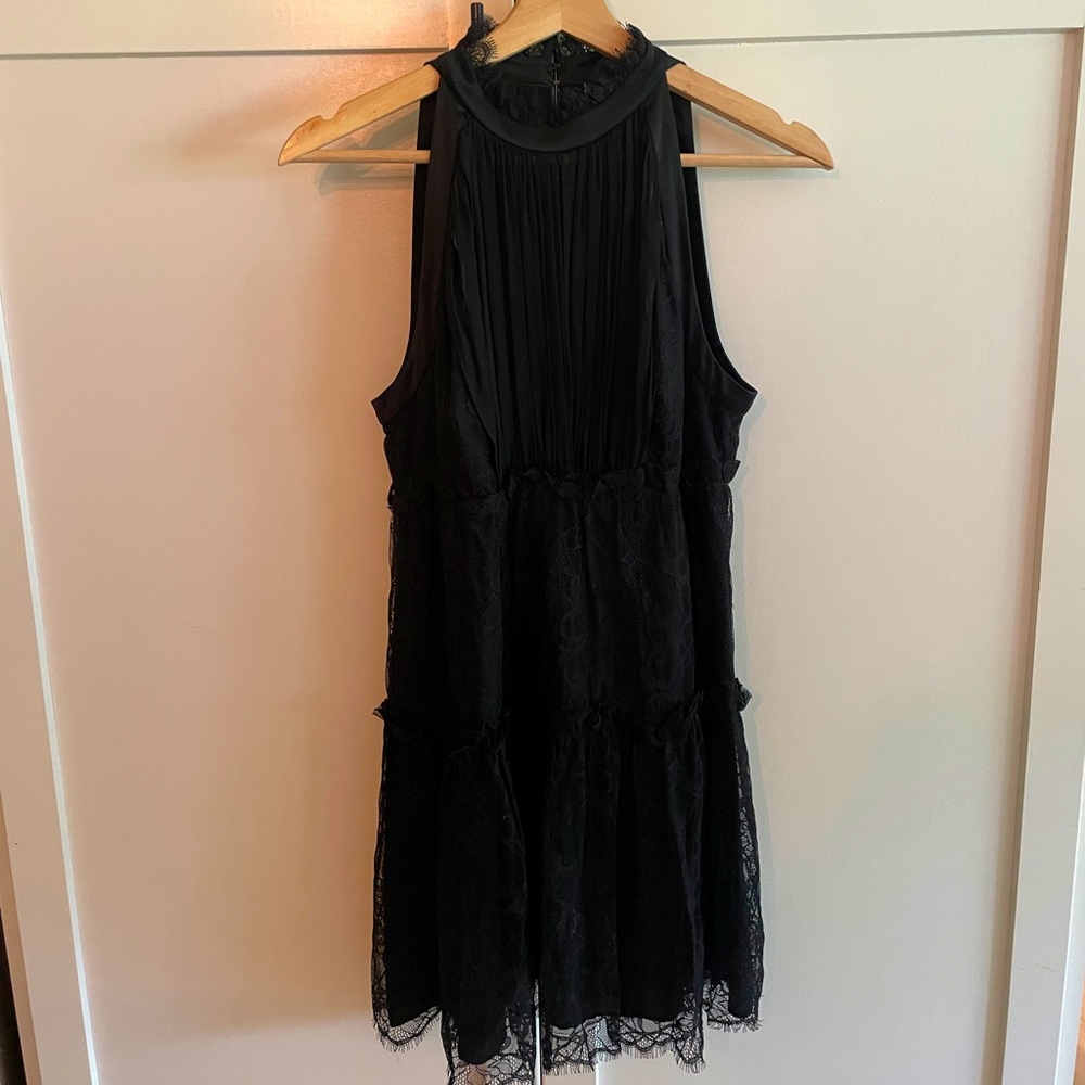 Black, mini cocktail dress - Bebe 2008 - Lace & chiffon, sleeveless